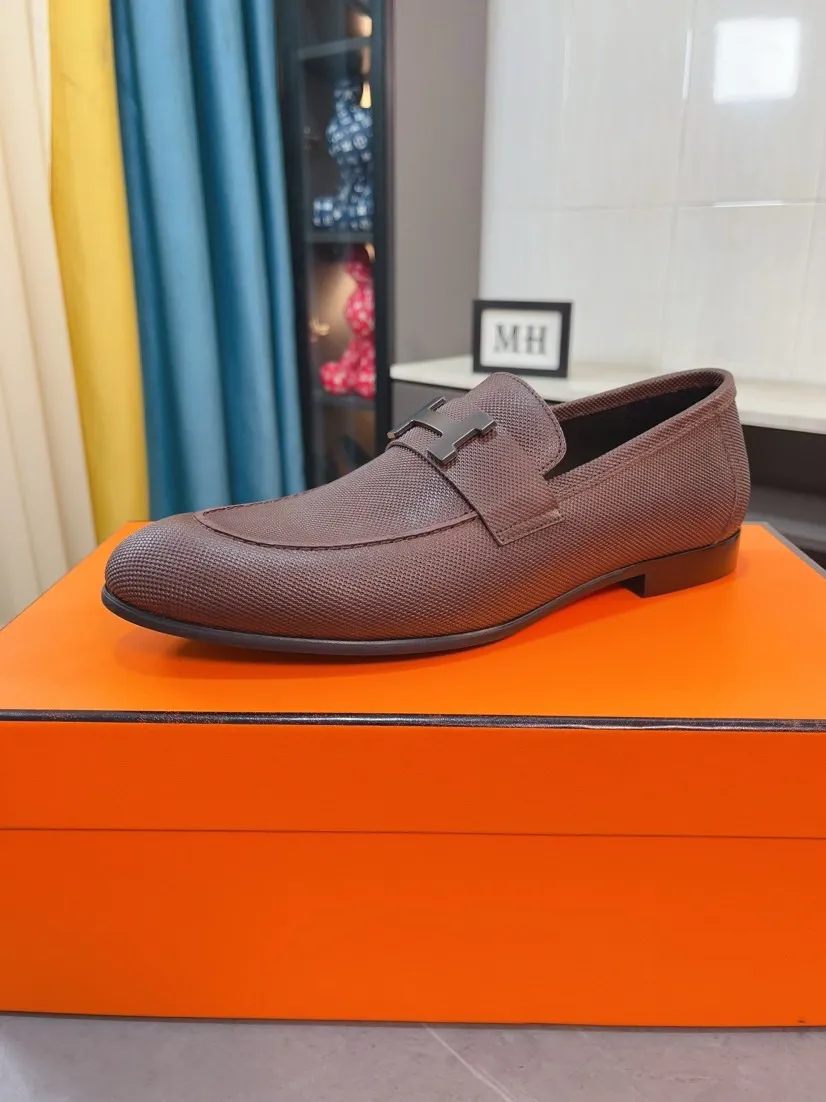 Men's shoes 💰560🌹🌹Niuli "HERMES" Hermès business leather shoes, original factory configuration, original imported cowhide upper + luxury hardware logo + fully imported original customized cowhide lining, sole: rubber wear-resistant outsole, difficult craftsmanship, original factory follow-up goods, 🔍🔍high quality code number: 38-44 45 can be customized